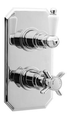 Nui Victorian Twin Thermostatic Shower Valve Traditional Chrome Brass ABS 210x120x135mm - JJ Building Materials