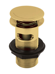 Nui Wastes Push Button Basin Waste Contemporary Brushed Brass Stainless Steel 61x61x97mm - JJ Building Materials