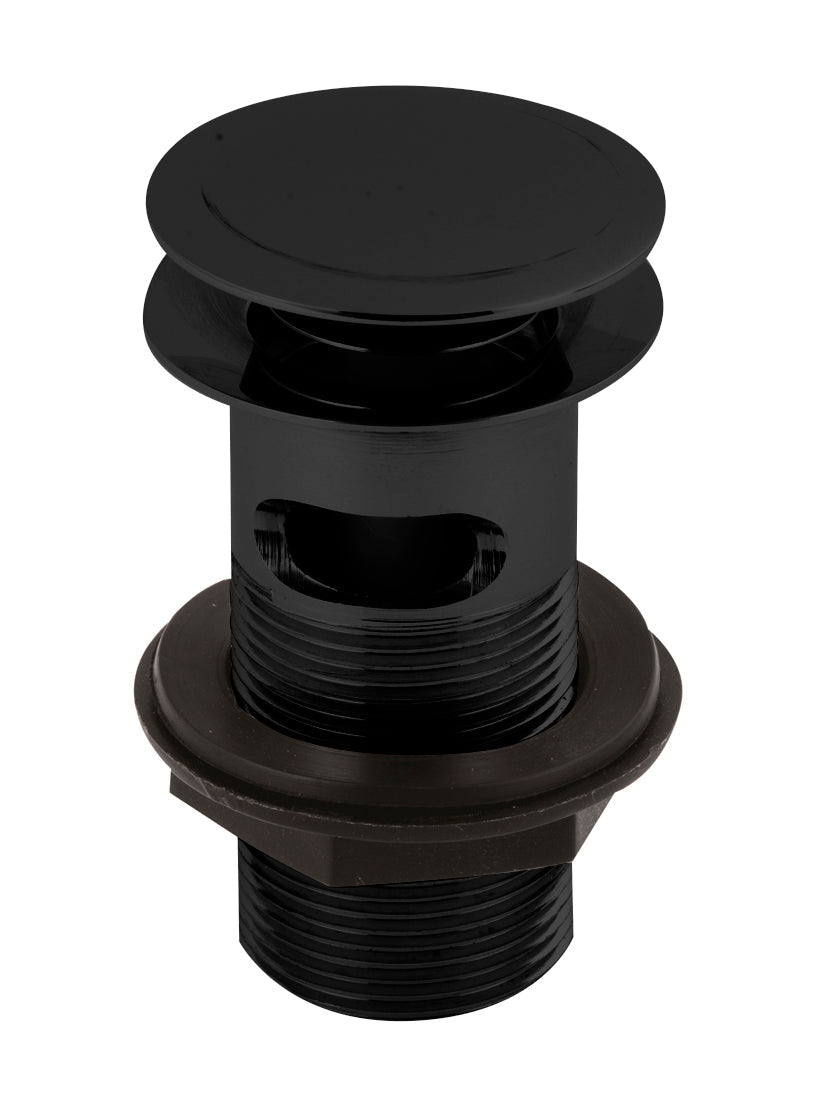 Nui Wastes Push Button Basin Waste Contemporary Matt Black Stainless Steel 61x61x97mm - JJ Building Materials