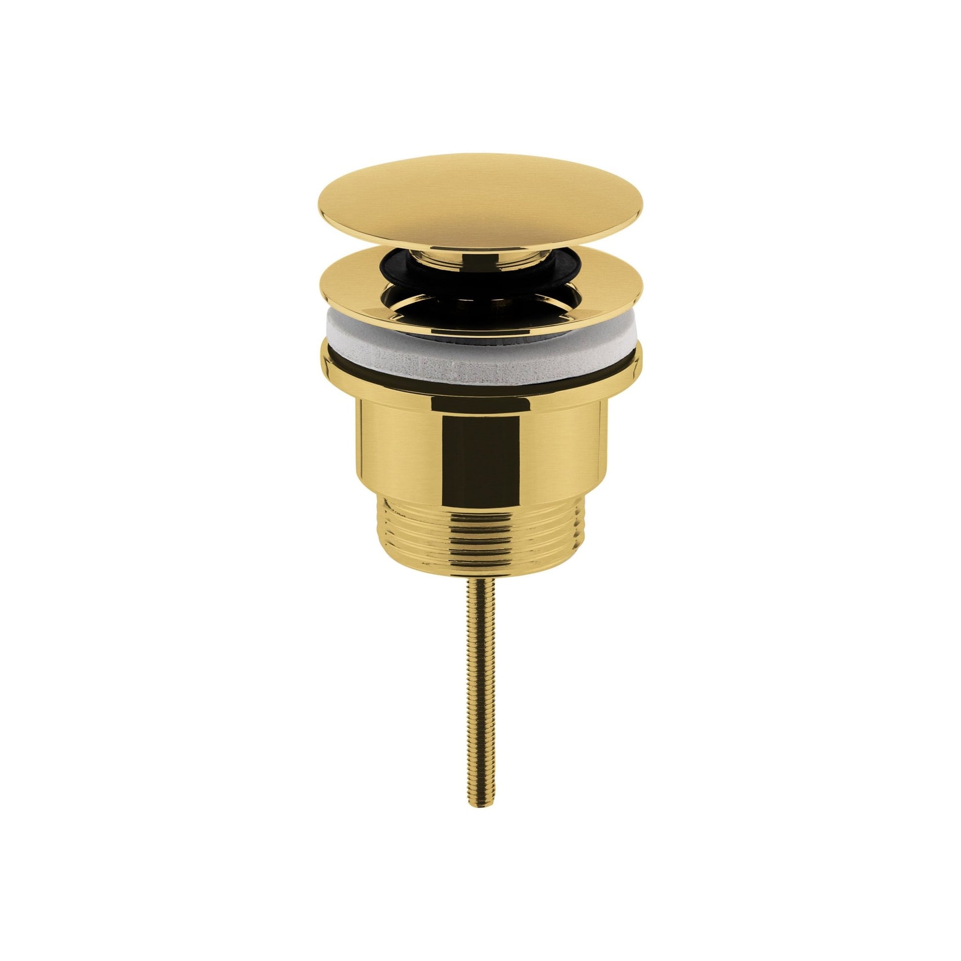 Nui Wastes Universal Push Button Basin Waste Slotted & Un - slotted Contemporary Brushed Brass Brass 110x63x65mm - JJ Building Materials