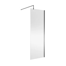 Nui Wetroom Screen 760x1850x8mm - Brushed Pewter Contemporary Aluminium 1850x758x14mm - JJ Building Materials