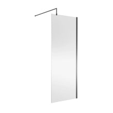 Nui Wetroom Screen 800x1850x8mm - Brushed Pewter Contemporary Aluminium 1850x798x14mm - JJ Building Materials