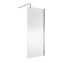 Nui Wetroom Screen 900x1850x8mm - Brushed Pewter Contemporary Aluminium 1850x898x14mm - JJ Building Materials