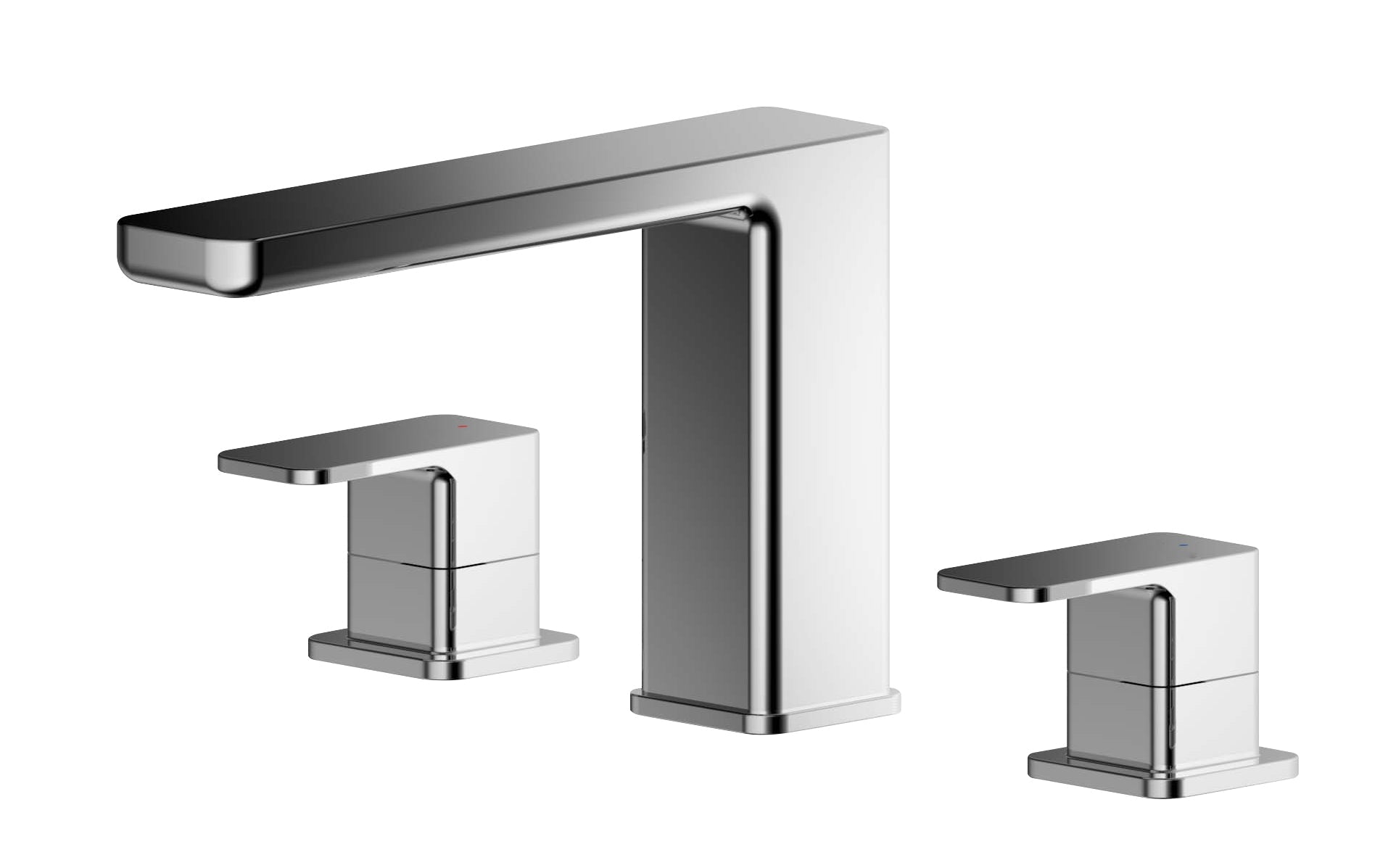 Nui Windon Deck Mounted 3 Tap Hole Bath Filler Contemporary Chrome Brass 135x250x222mm - JJ Building Materials