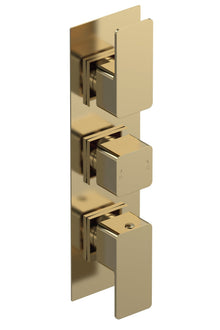 Nui Windon Triple Thermostatic Valve Contemporary Brushed Brass Brass ABS 280x80x135mm - JJ Building Materials