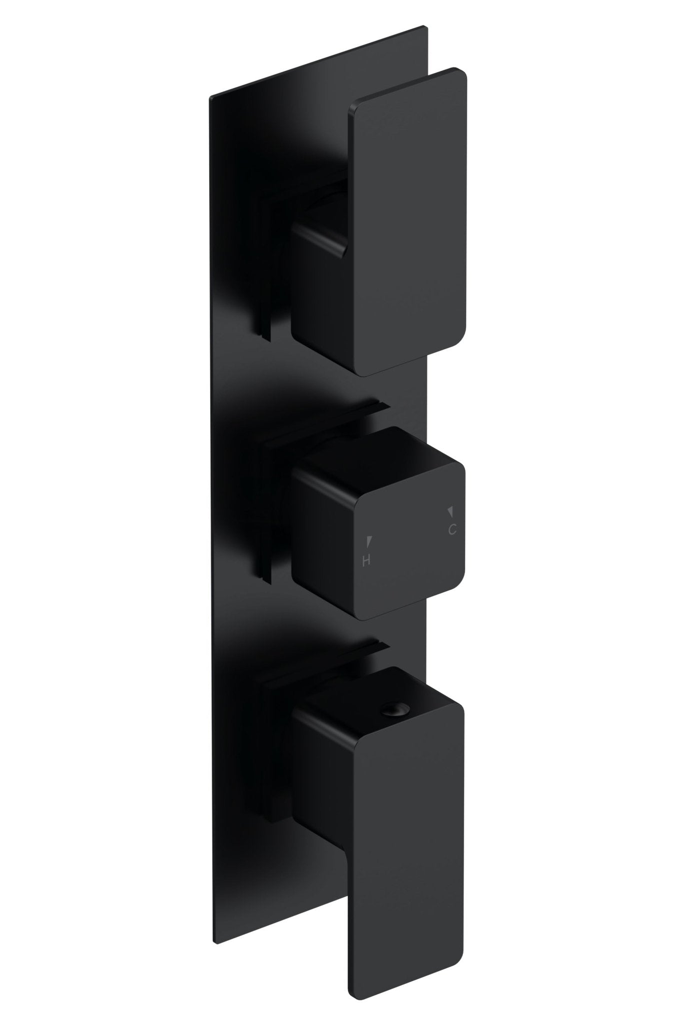 Nui Windon Triple Thermostatic Valve Contemporary Matt Black Brass ABS 280x80x135mm - JJ Building Materials