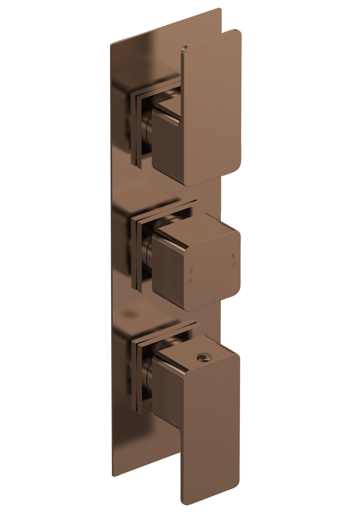Nui Windon Triple Thermostatic Valve With Diverter Contemporary Brushed Brass ABS,brass 300x80x135mm - JJ Building Materials