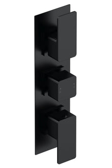 Nui Windon Triple Thermostatic Valve With Diverter Contemporary Matt Black Brass ABS 300x80x135mm - JJ Building Materials