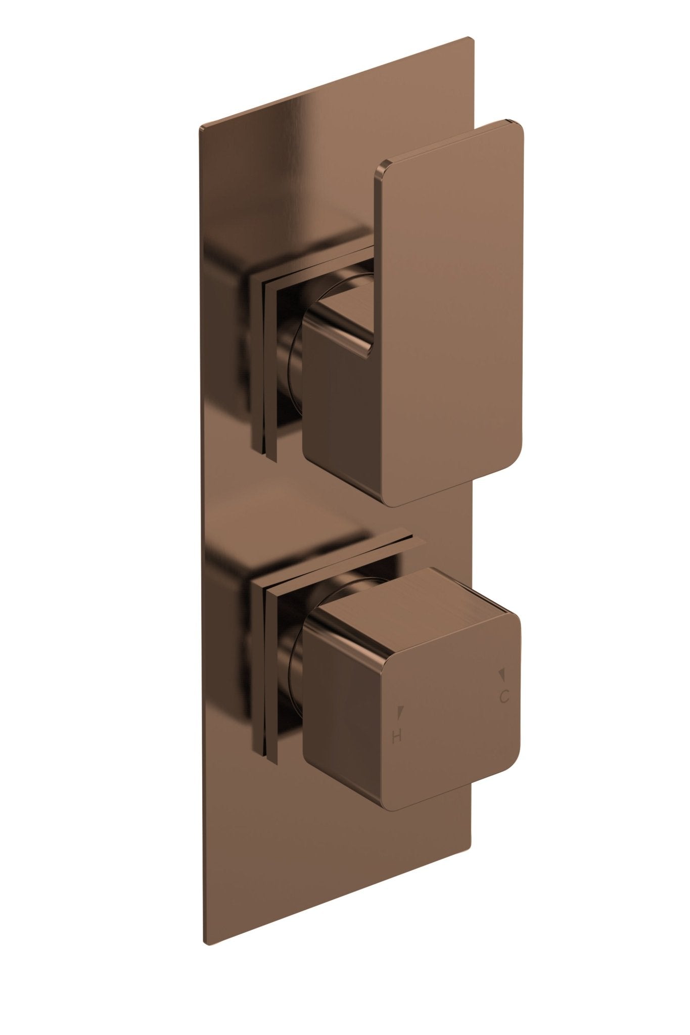 Nui Windon Twin Thermostatic Valve Contemporary Brushed Brass ABS,brass 215x80x135mm - JJ Building Materials