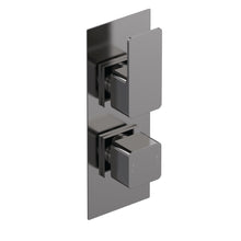 Nui Windon Twin Thermostatic Valve With Diverter Contemporary Brushed Pewter Brass ABS 215x120x135mm - JJ Building Materials