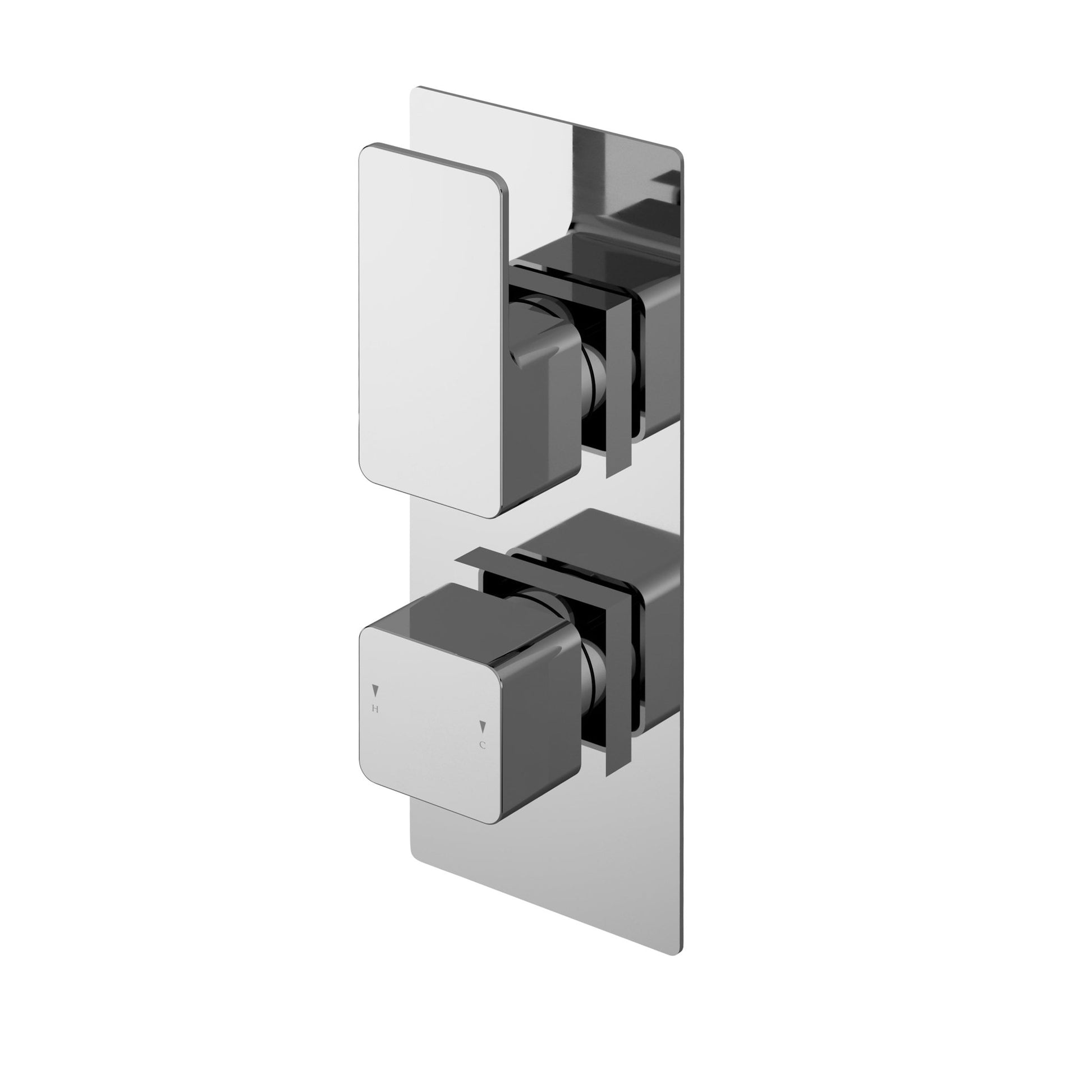 Nui Windon Twin Thermostatic Valve With Diverter Contemporary Chrome Brass ABS 215x120x135mm - JJ Building Materials