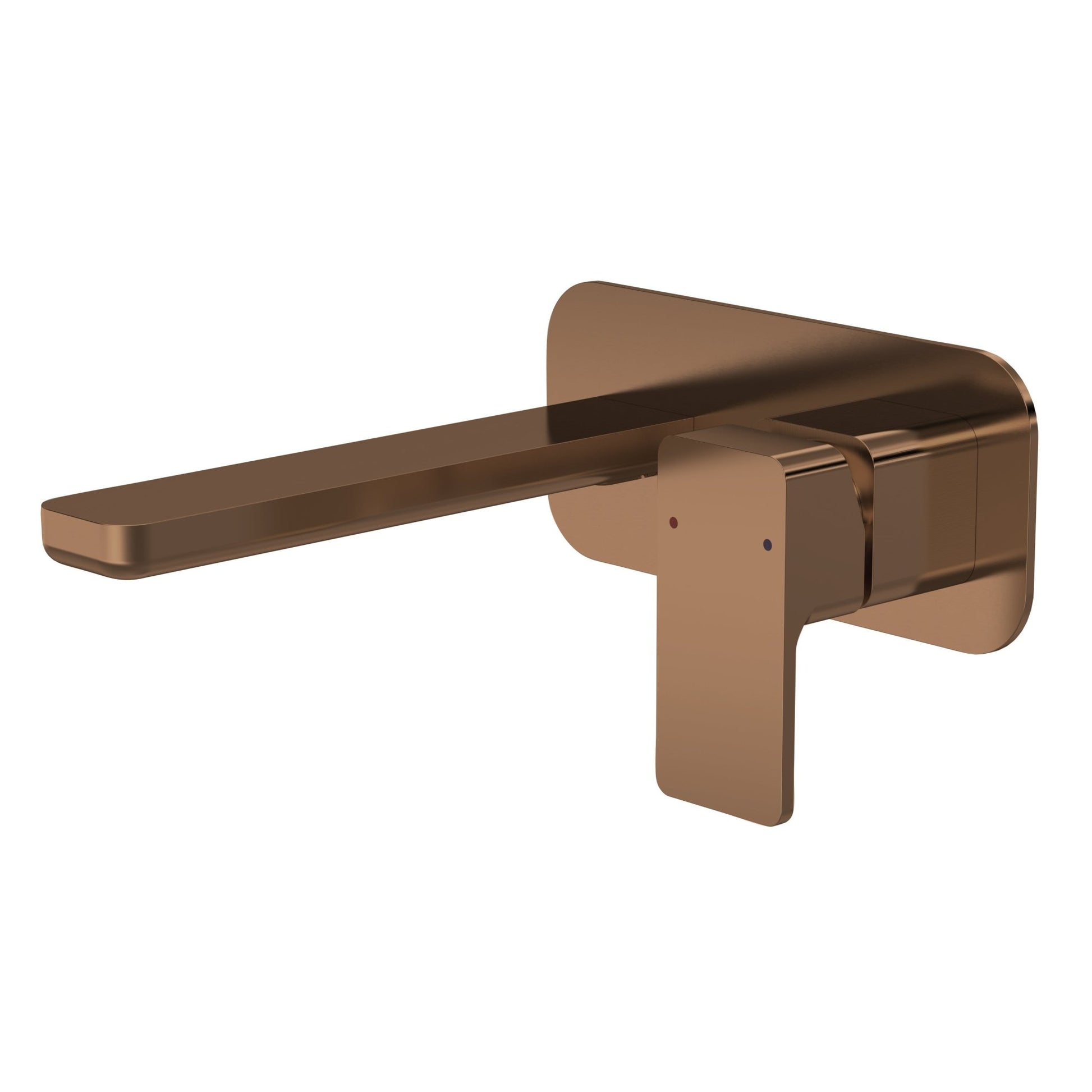 Nui Windon Wall Mounted 2 Tap Hole Basin Mixer With Plate Contemporary Brushed Bronze Brass 70x180x199mm - JJ Building Materials