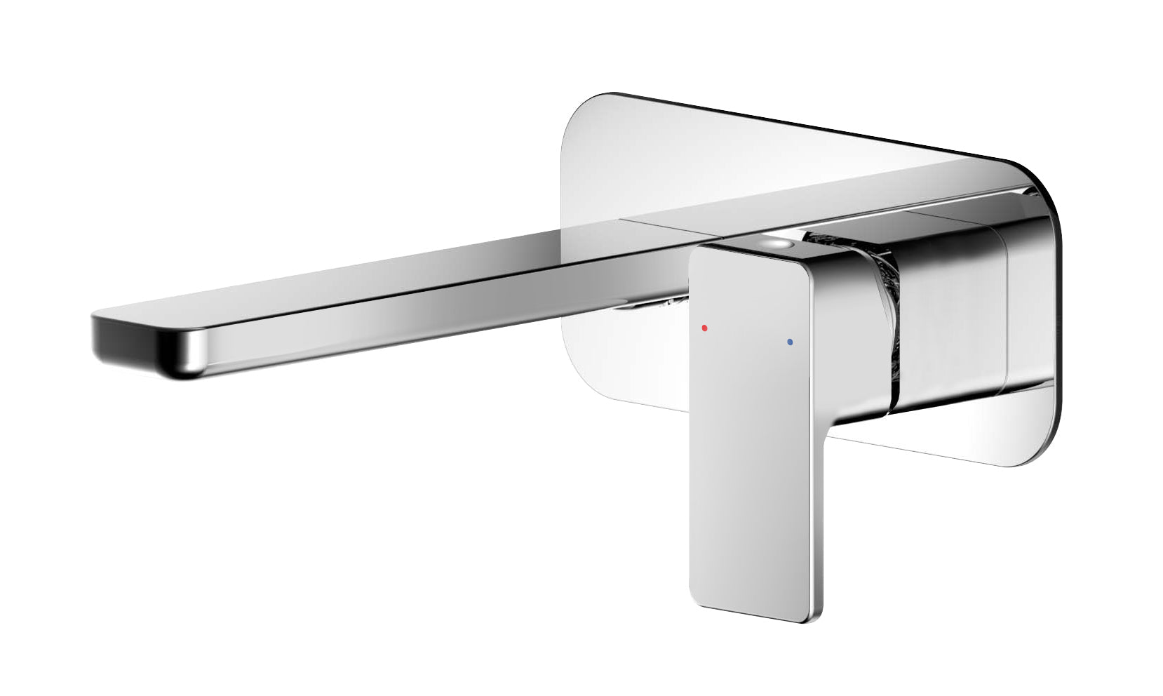 Nui Windon Wall Mounted 2 Tap Hole Basin Mixer With Plate Contemporary Chrome Brass,plastic 70x180x199mm - JJ Building Materials