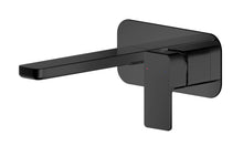 Nui Windon Wall Mounted 2 Tap Hole Basin Mixer With Plate Contemporary Matt Black Brass,plastic 70x180x199mm - JJ Building Materials