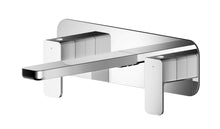 Nui Windon Wall Mounted 3 Tap Hole Basin Mixer With Plate Contemporary Chrome Brass 75x280x199mm - JJ Building Materials