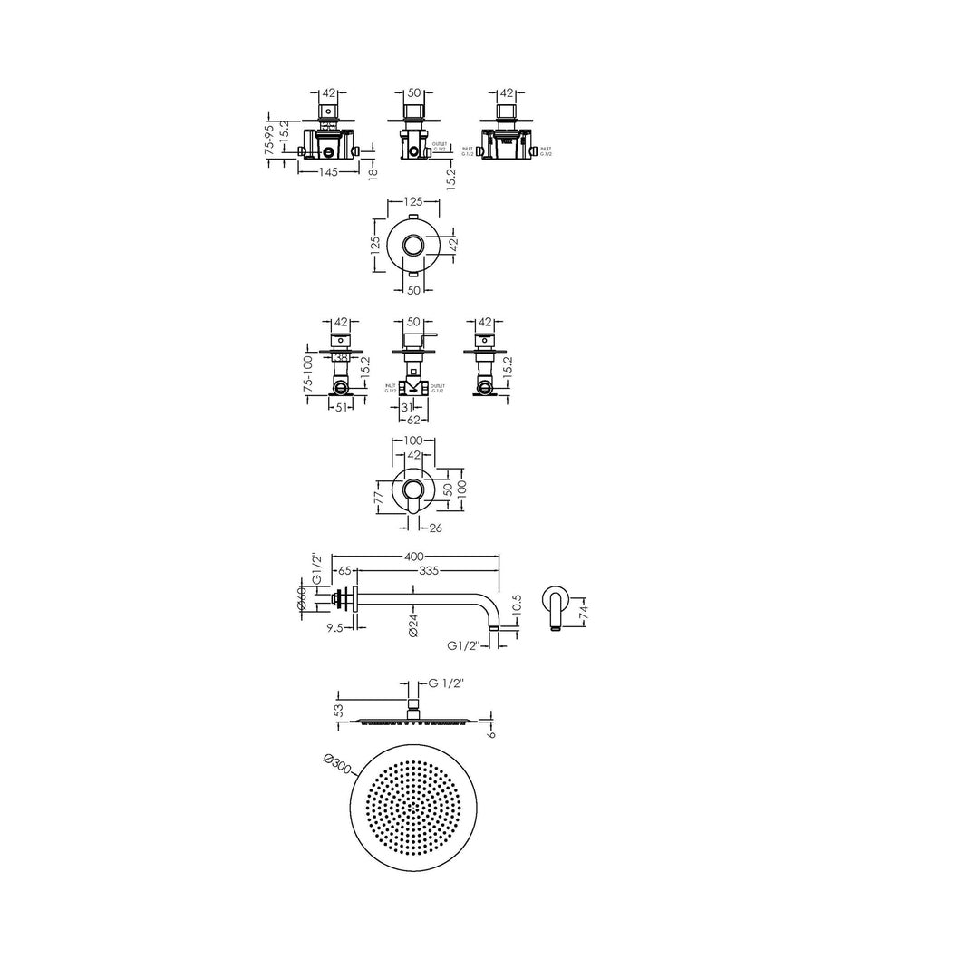 Nuie 1 Outlet Bundle Arvan Contemporary Chrome Brass ABS - SBR124ST1 - JJ Building Materials