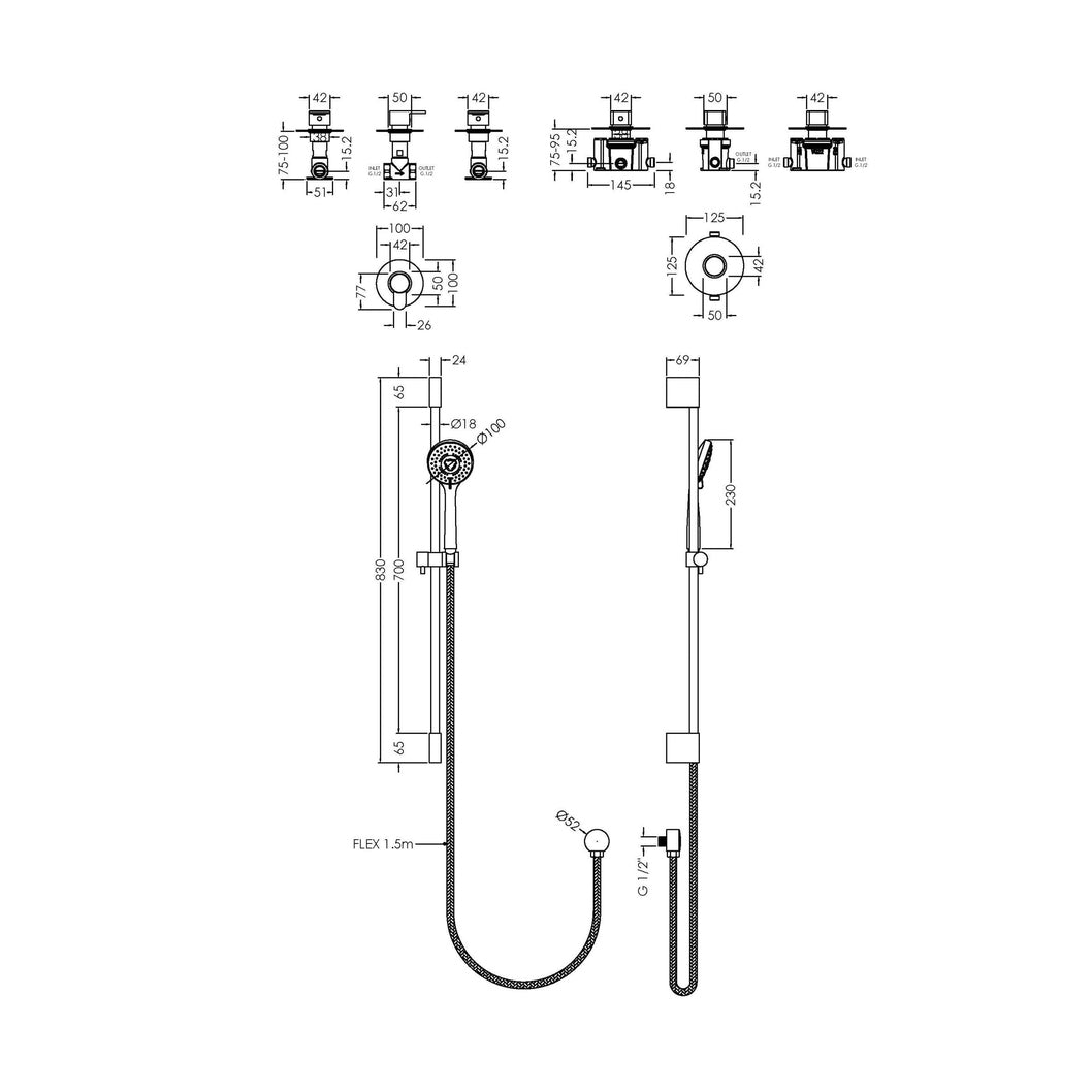 Nuie 1 Outlet Bundle Arvan Contemporary Chrome Brass ABS - SBR126ST1 - JJ Building Materials