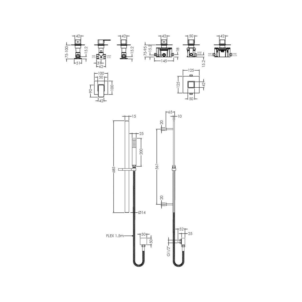 Nuie 1 Outlet Bundle Windon Contemporary Chrome Brass ABS - SBS127ST1 - JJ Building Materials