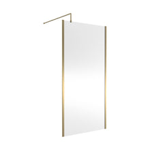 Nuie 1000mm Outer Framed Wetroom Screen With Support Bar Contemporary Brushed Brass Aluminium 1850x1000x14mm - JJ Building Materials
