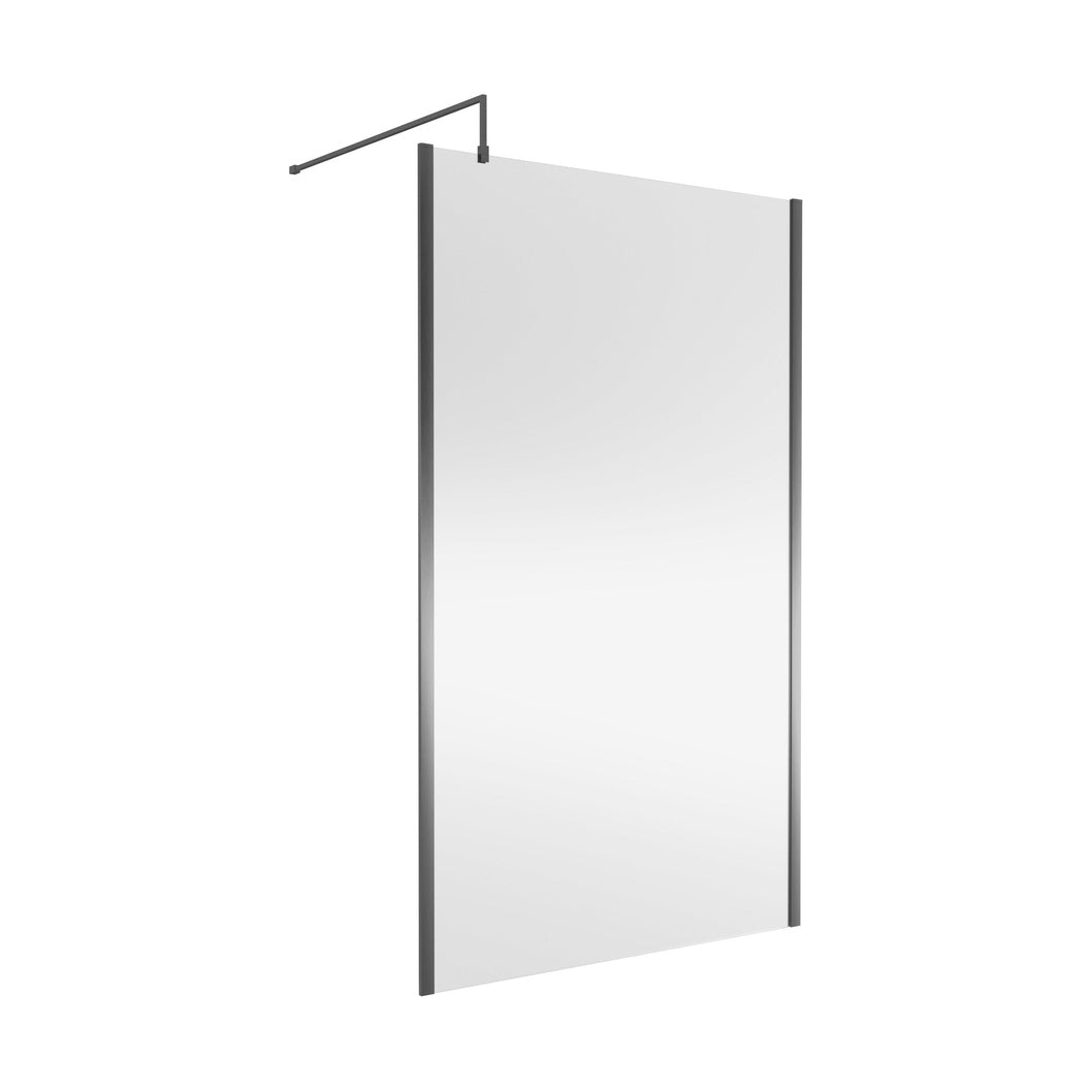 Nuie 1200mm Wetroom Screen Outer Frame 1850x8mm - Brushed Pewter Contemporary Aluminium 1850x1198x13mm - JJ Building Materials