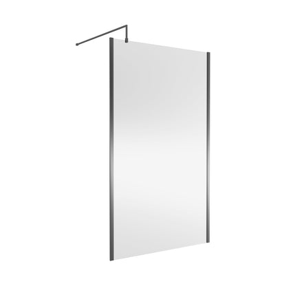 Nuie 1200mm Wetroom Screen Outer Frame 1850x8mm - Brushed Pewter Contemporary Aluminium 1850x1198x13mm - JJ Building Materials
