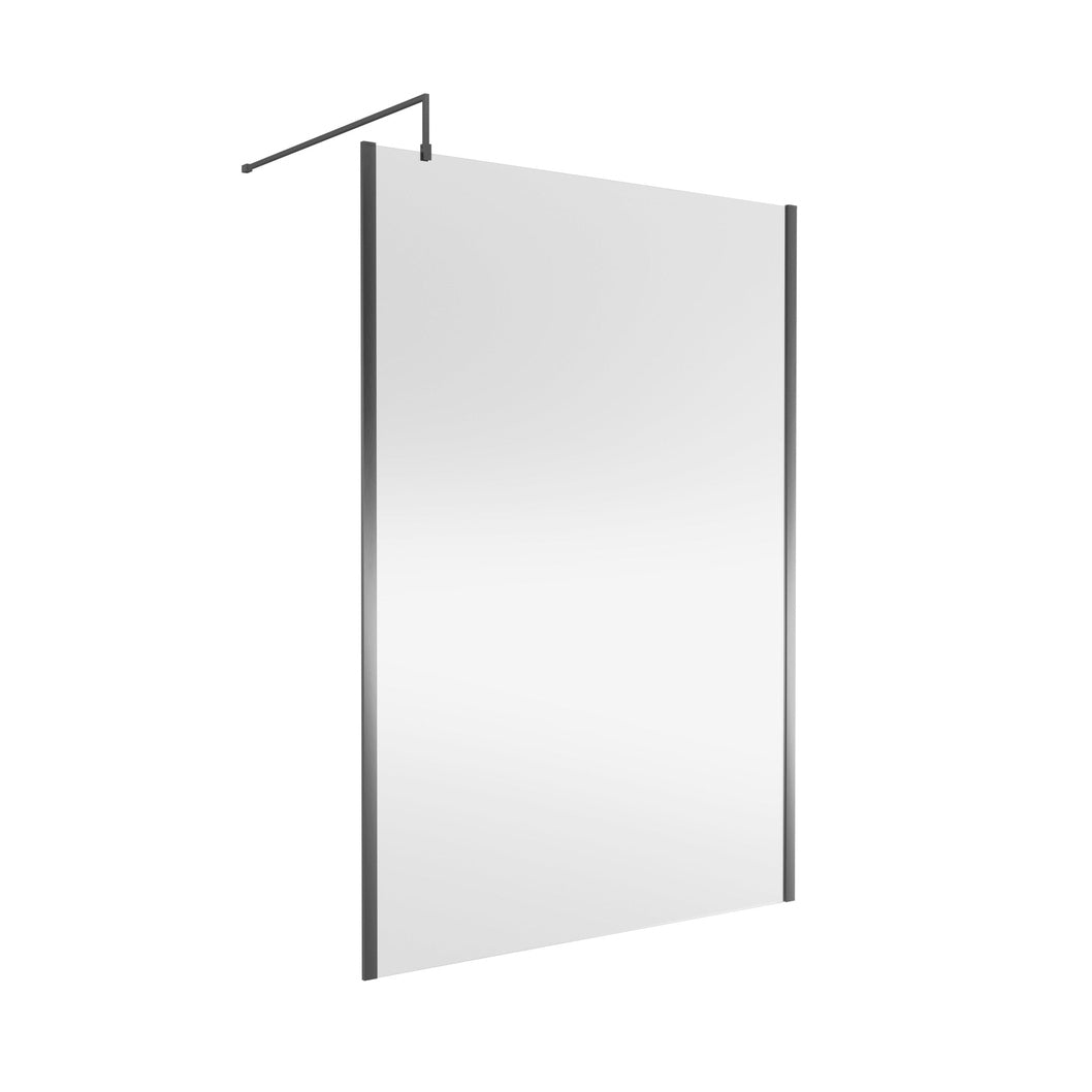 Nuie 1400mm Wetroom Screen Outer Frame 1850x8mm - Brushed Pewter Contemporary Aluminium 1850x1398x13mm - JJ Building Materials