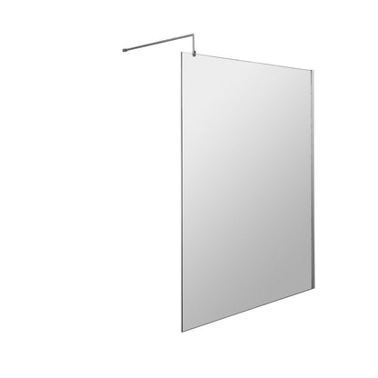 Nuie 1400mm Wetroom Screen & Support Bar Contemporary Chrome Aluminium 1850x1398x14mm - JJ Building Materials