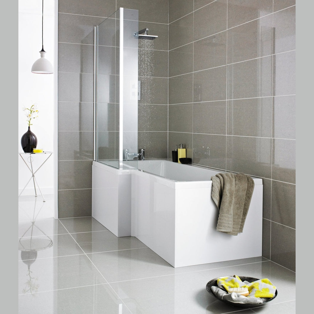 Nuie 1500mm Square Showerbath Front Panel Contemporary White Acrylic 500x1500x150mm - JJ Building Materials