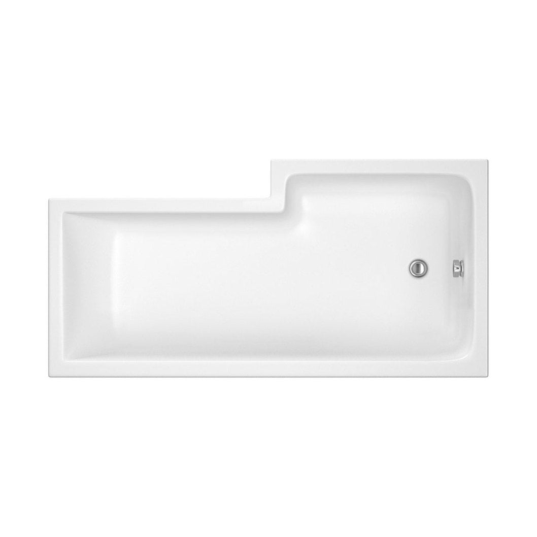 Nuie 1700mm Left Hand Square Shower Bath Contemporary White Acrylic - JJ Building Materials
