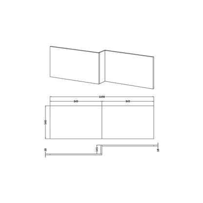 Nuie 1700mm Offset Side Panel Waterproof Contemporary Gloss White Pvc 540x1698x163mm - JJ Building Materials