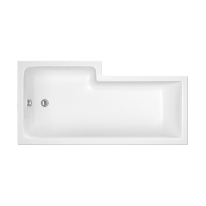 Nuie 1700mm Right Hand Square Shower Bath Contemporary White Acrylic - JJ Building Materials
