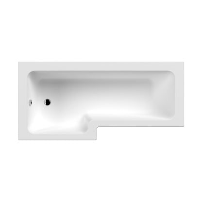 Nuie 1800mm Left Hand Square Shower Bath Contemporary White Acrylic - JJ Building Materials