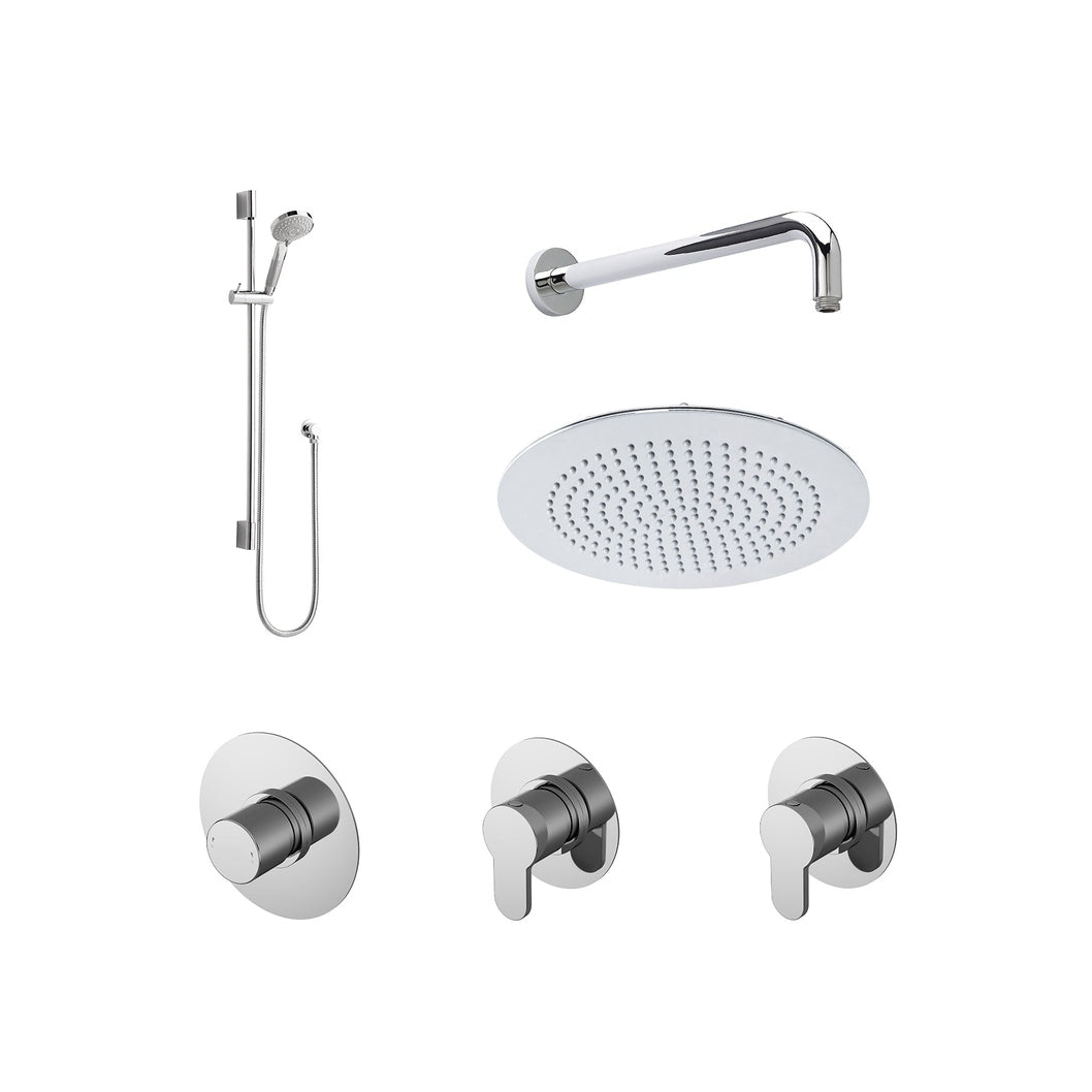 Nuie 2 Outlet Arvan Bundle With Stop Tap & Diverter Contemporary Chrome Brass ABS - JJ Building Materials
