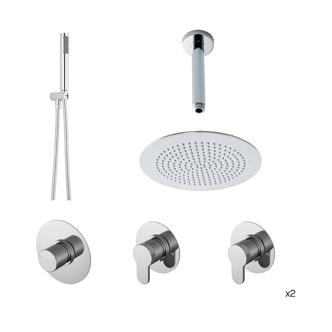 Nuie 2 Outlet Arvan Double Shower Bundle Contemporary Chrome Brass ABS,stainless Steel - JJ Building Materials
