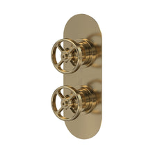 Nuie 2 Outlet Valves Twin Valve With Diverter Traditional Brushed Brass Brass ABS 215x80x143mm - JJ Building Materials