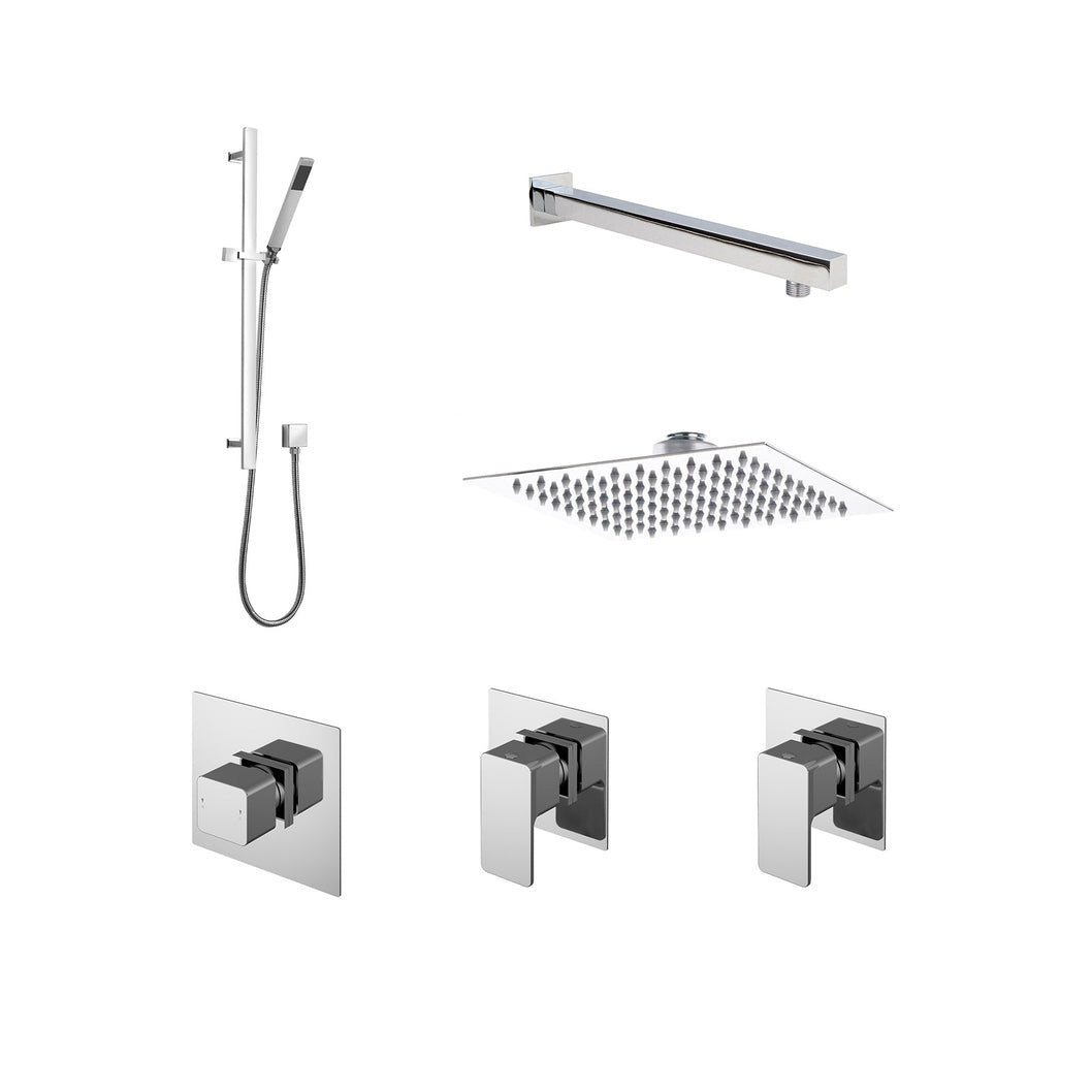Nuie 2 Outlet Windon Bundle With Stop Tap & Diverter Contemporary Chrome Brass ABS - JJ Building Materials