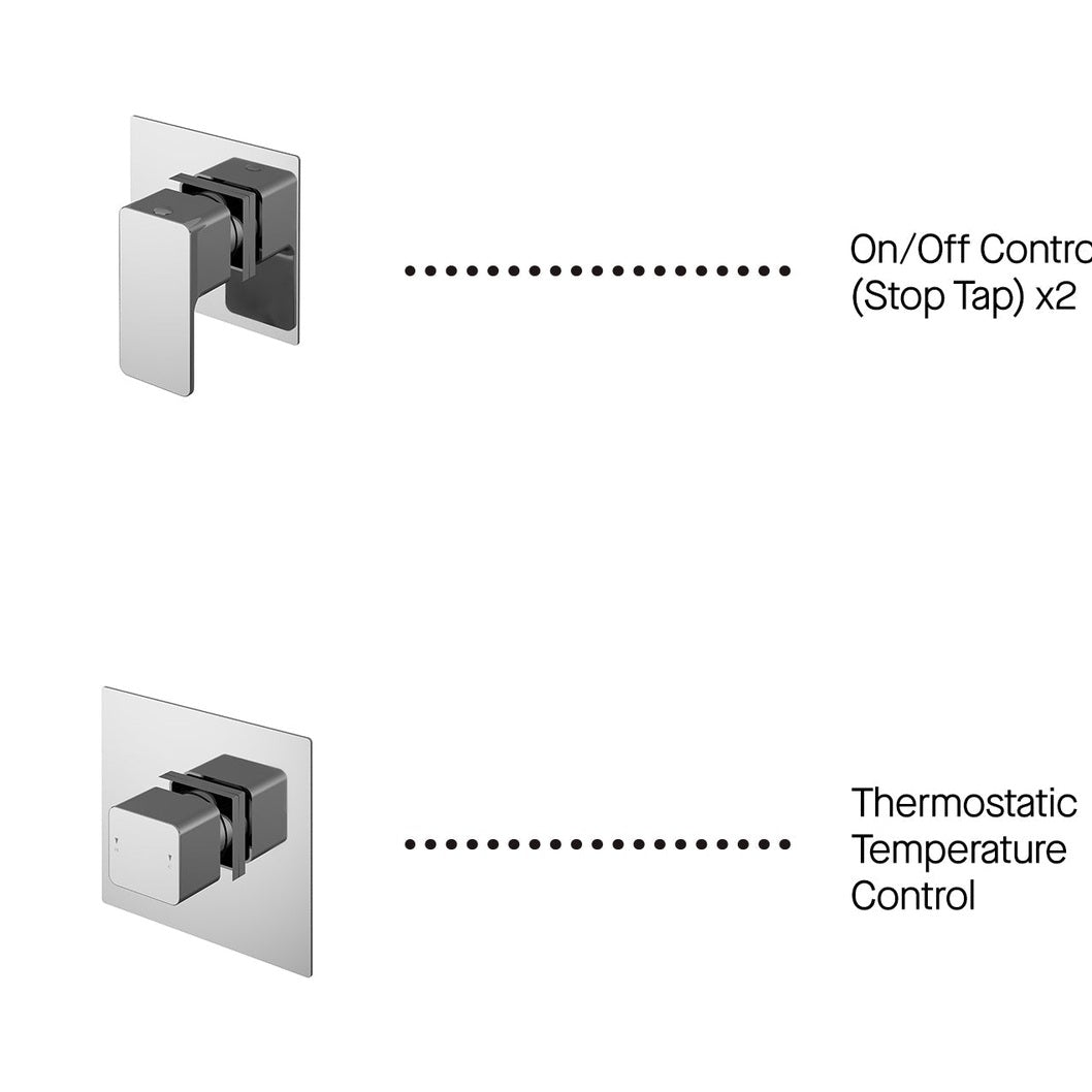 Nuie 2 Outlet Windon Bundle With Stop Taps Contemporary Chrome Brass ABS - JJ Building Materials