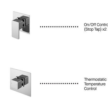 Nuie 2 Outlet Windon Bundle With Stop Taps Contemporary Chrome Brass ABS - JJ Building Materials