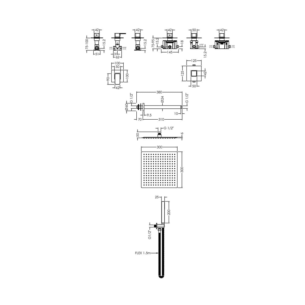 Nuie 2 Outlet Windon Bundle With Stop Taps Contemporary Chrome Brass ABS - JJ Building Materials