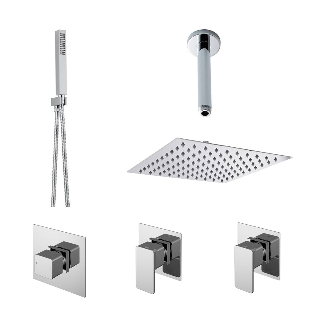 Nuie 2 Outlet Windon Bundle With Stop Taps Contemporary Chrome Brass ABS - JJ Building Materials