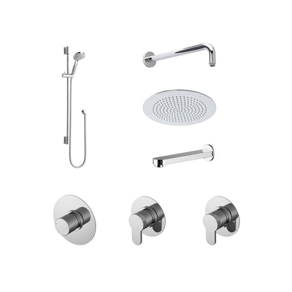 Nuie 3 Outlet Arvan Bundle With Stop Tap & Diverter Contemporary Chrome Brass ABS - JJ Building Materials