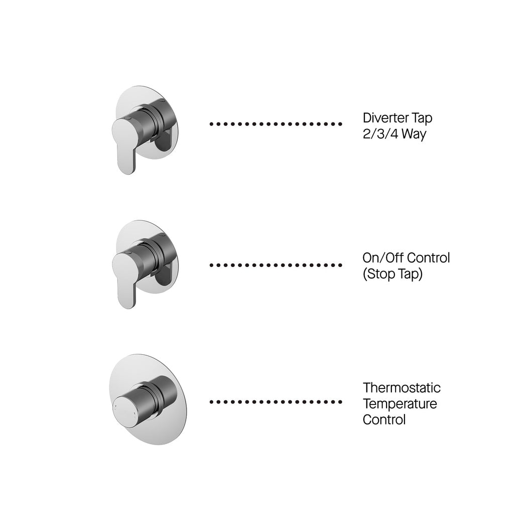 Nuie 3 Outlet Arvan Bundle With Stop Tap & Diverter Contemporary Chrome Brass ABS - JJ Building Materials