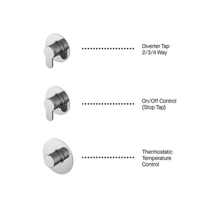 Nuie 3 Outlet Arvan Bundle With Stop Tap & Diverter Contemporary Chrome Brass ABS - JJ Building Materials