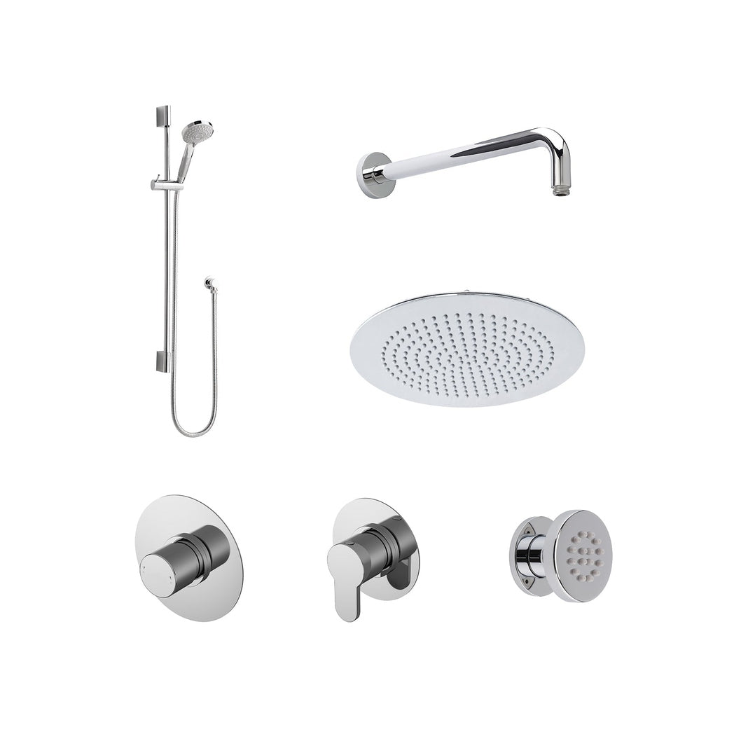 Nuie 3 Outlet Arvan Bundle With Stop Taps Contemporary Chrome Brass ABS - JJ Building Materials