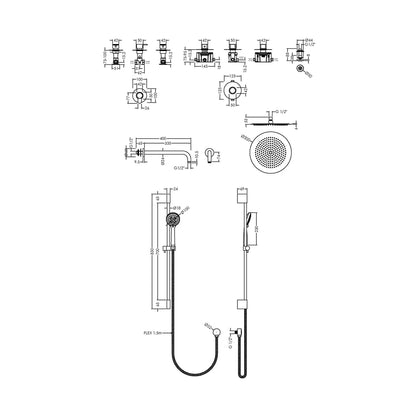 Nuie 3 Outlet Arvan Bundle With Stop Taps Contemporary Chrome Brass ABS - JJ Building Materials