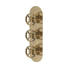 Nuie 3 Outlet Valves Triple Valve With Diverter Traditional Brushed Brass Brass ABS 280x80x145mm - JJ Building Materials
