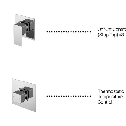 Nuie 3 Outlet Windon Bundle With Stop Taps Contemporary Chrome Brass ABS - JJ Building Materials