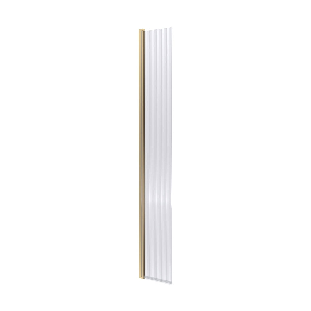 Nuie 300mm Fluted Hinged Flipper Screen Contemporary Brushed Brass Aluminium 1850x322x27mm - JJ Building Materials