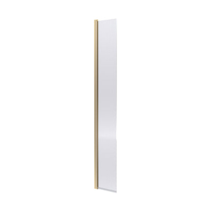Nuie 300mm Fluted Hinged Flipper Screen Contemporary Brushed Brass Aluminium 1850x322x27mm - JJ Building Materials