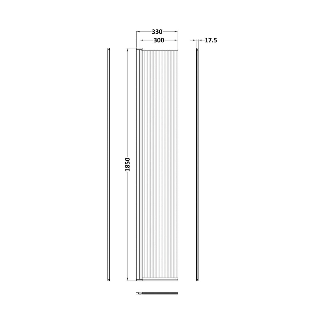 Nuie 300mm Fluted Hinged Flipper Screen Contemporary Brushed Brass Aluminium 1850x322x27mm - JJ Building Materials